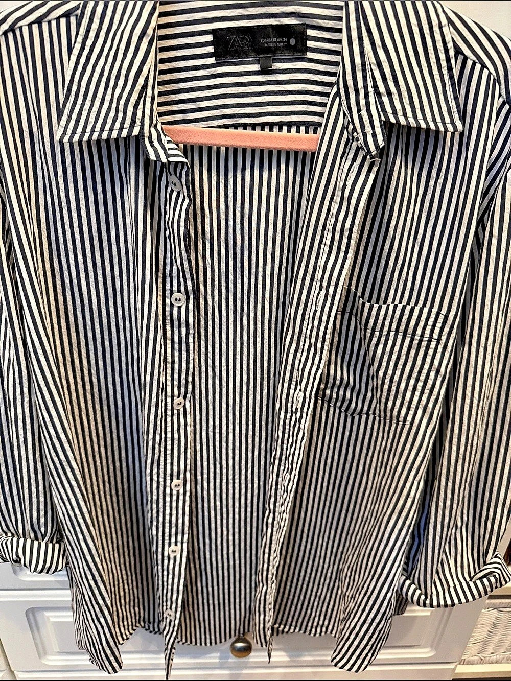 Zara Striped Button Down Shirt in Black & White